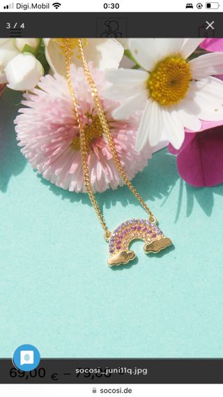 Collar dorado aleman con brillo swarovski arcoiris