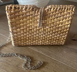 Bolso mimbre beige - Cadena metálica nuevo
