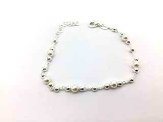 pulsera plata 925mm con piedra con perla