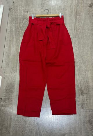 Pantalón Rojo Lino del Mango - Talla M