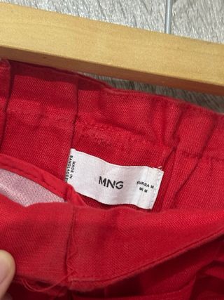 Pantalón Rojo Lino del Mango - Talla M