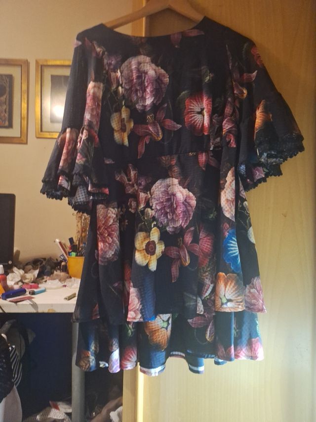 Vestido floral negro - Talla L