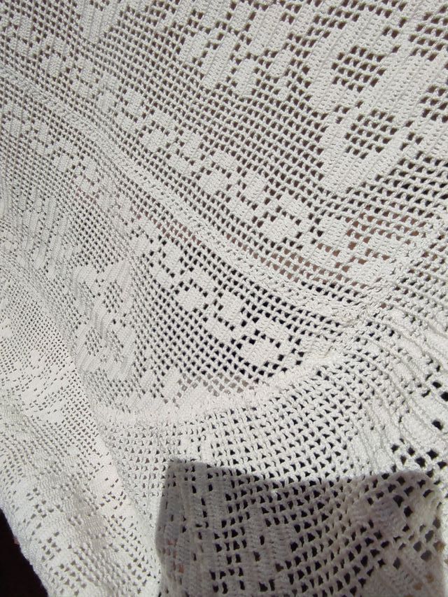 Cubrecama algodón blanco - hecho a mano