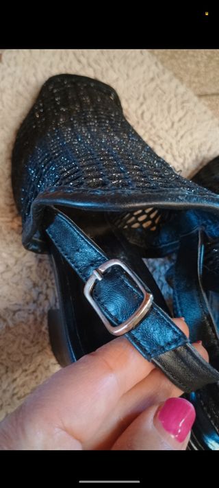 Sandali Neri Cinti Gothique - Rete - Tacchi argent