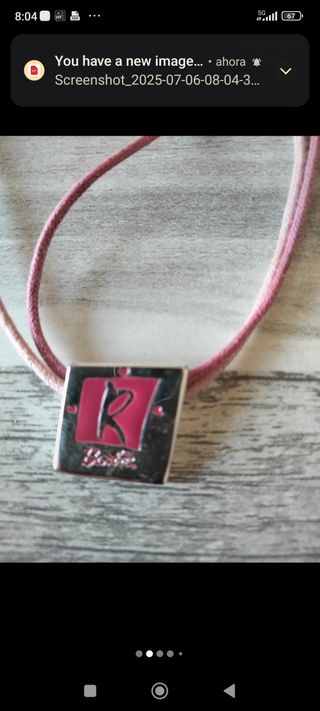 Colgante Barbie rosa y plata