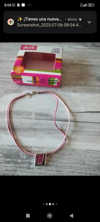 Colgante Barbie rosa y plata