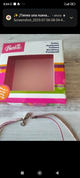 Colgante Barbie rosa y plata