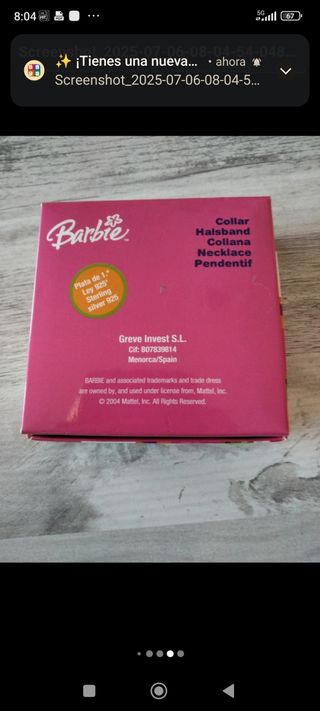 Colgante Barbie rosa y plata