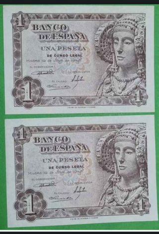 2 billetes 1 peseta España 1948