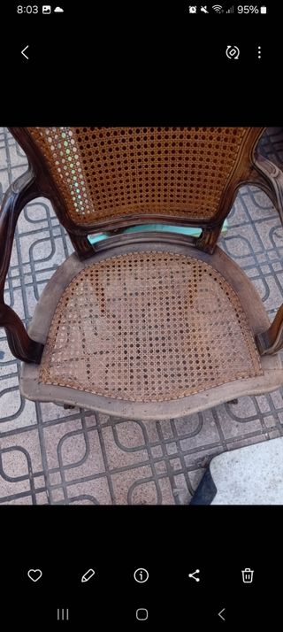 Butacas Luis XV. Madera y mimbre