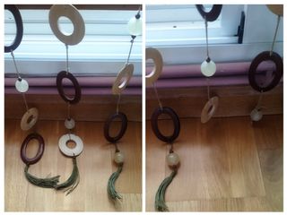 Cortina de madera, beige, blanco y marrón