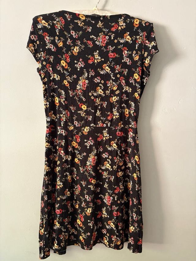 Vestido Mango negro flores - talla m
