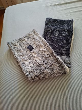 Bufanda Superdry gris, azul y blanca.