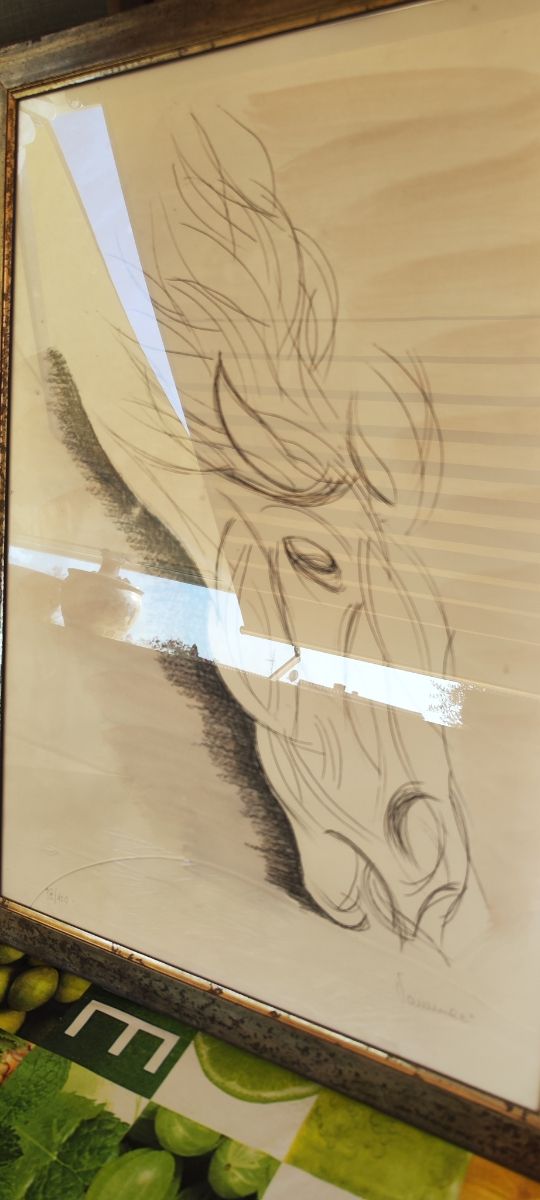 Quadro-litografia Cavallo - dipinta a mano