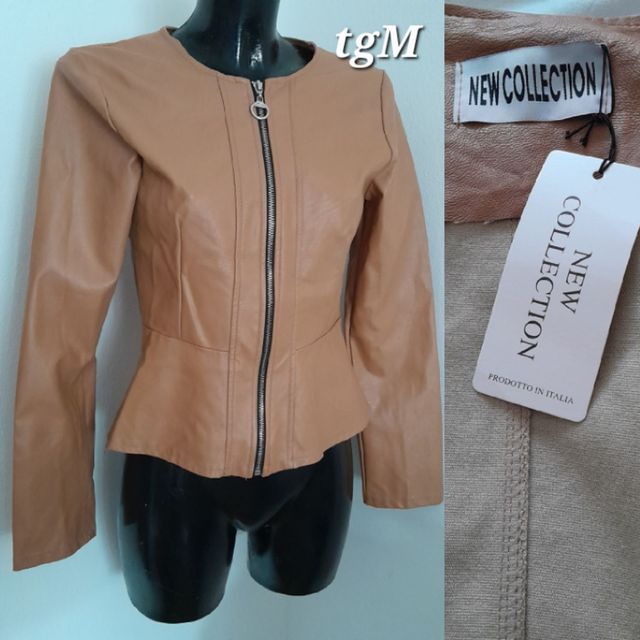 Giacca New Collection ecopelle marrone tg M nuova