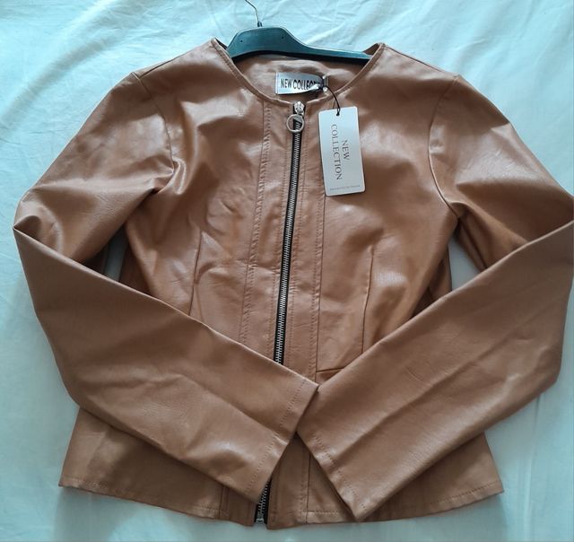 Giacca New Collection ecopelle marrone tg M nuova