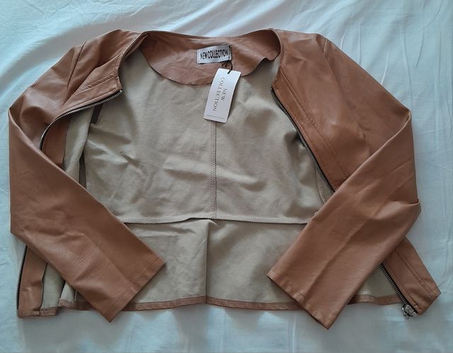 Giacca New Collection ecopelle marrone tg M nuova