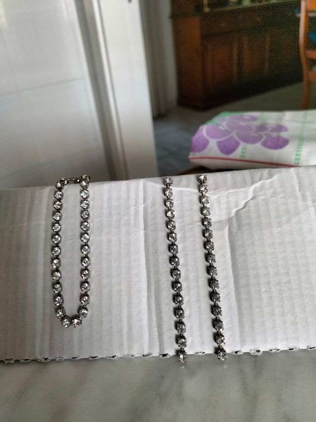 Braccialetto e orecchini strass argento