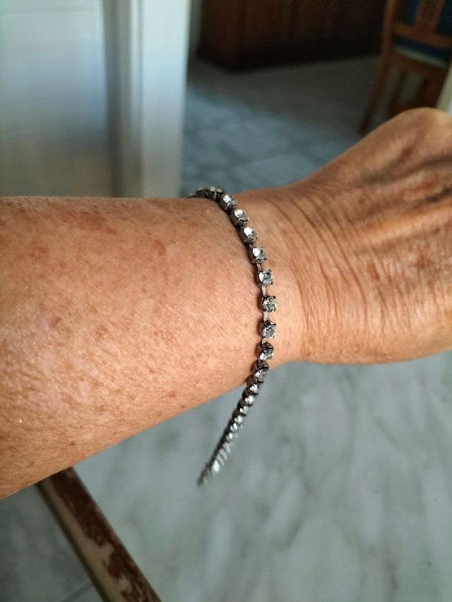 Braccialetto e orecchini strass argento