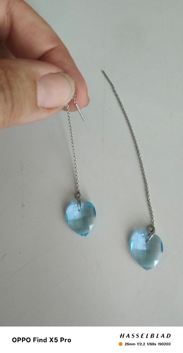 Orecchini cuore azzurro - Lunghi