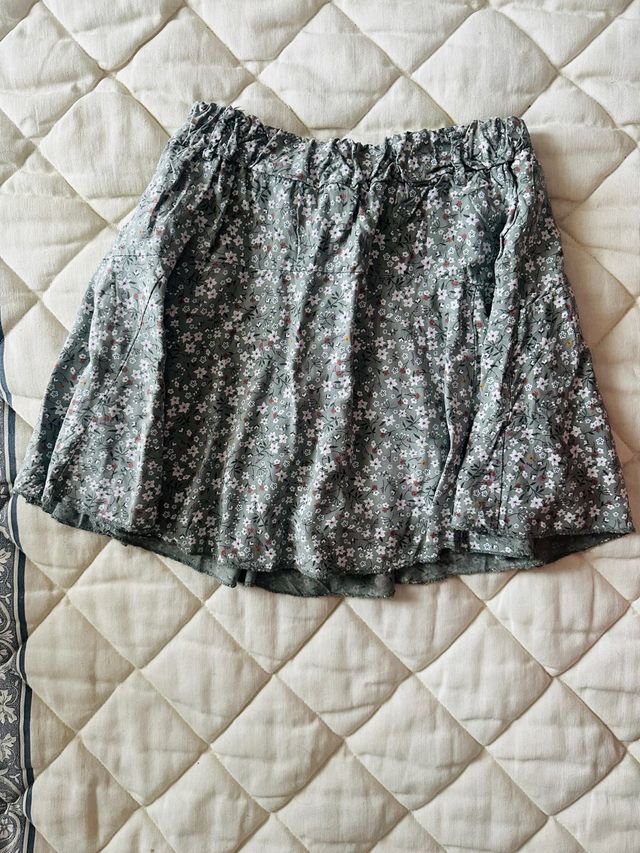 Falda pantalón flores - Verde y blanco