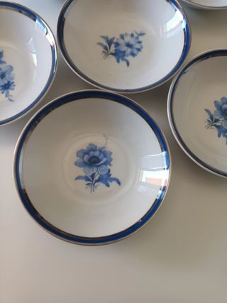 6 Ciotole Porcellana Blu-Bianco