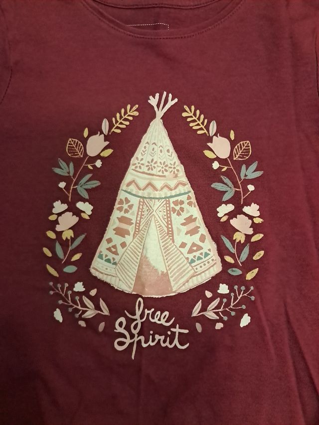 Camiseta niña 7-8 años - Granate