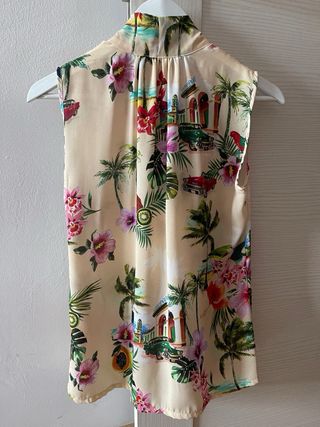 Blusa Please sin mangas - beige, multicolor