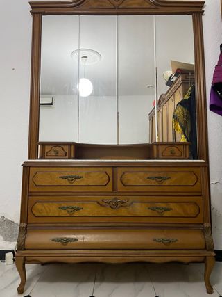 Cómoda espejo vintage madera mármol