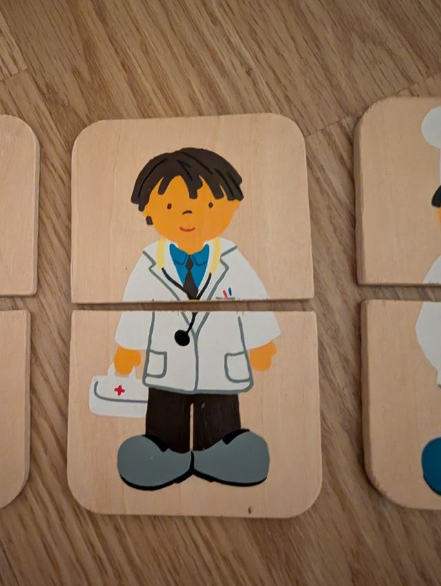 Juguete Puzzle profesiones madera niños 1 año
