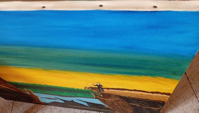 Quadro Naif Ispirato a L'amore impossibile. 50x70.