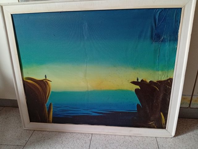 Quadro Naif Ispirato a L'amore impossibile. 50x70.