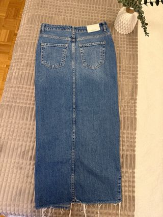 Falda vaquera midi, azul
