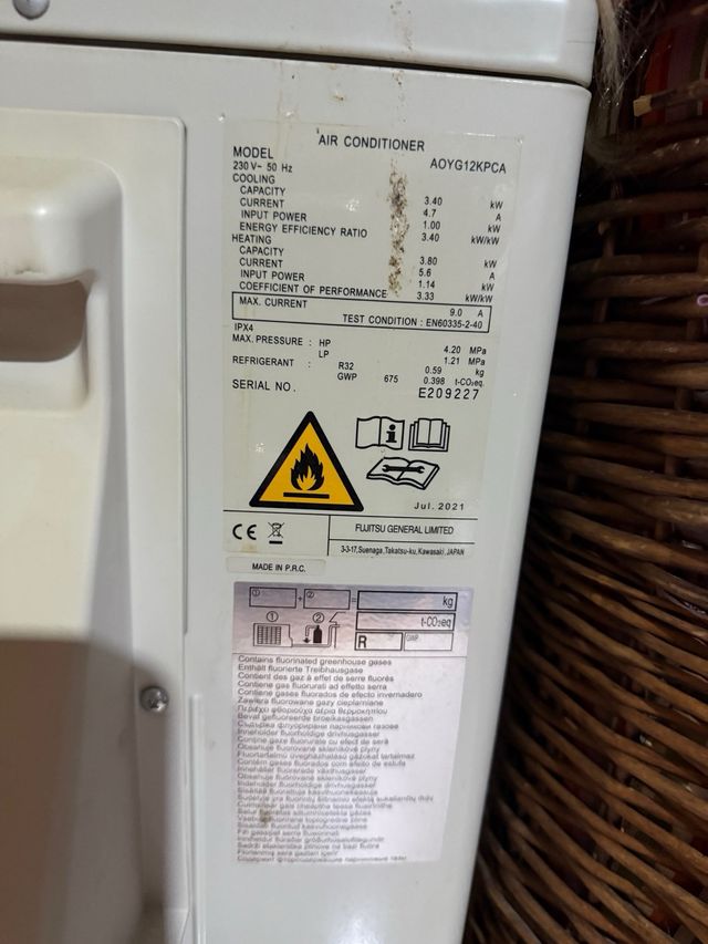 Aire acondicionado Fujitsu con bomba de calor