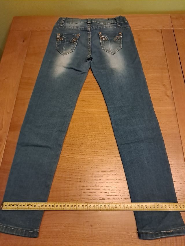 Vaqueros largos niña 8-9 años con abalorios