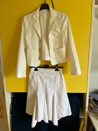 Completo giacca e gonna bianco panna