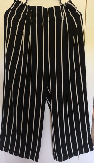 Pantalón Culotte Rayas Blanco-Negro