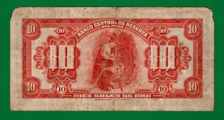 Billete 10 Soles Oro Perú 1941 - VC