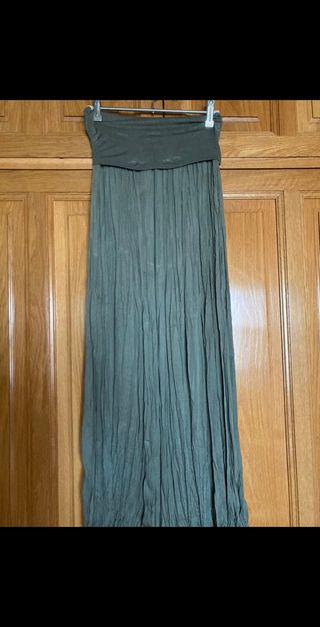 Falda larga verde militar verano