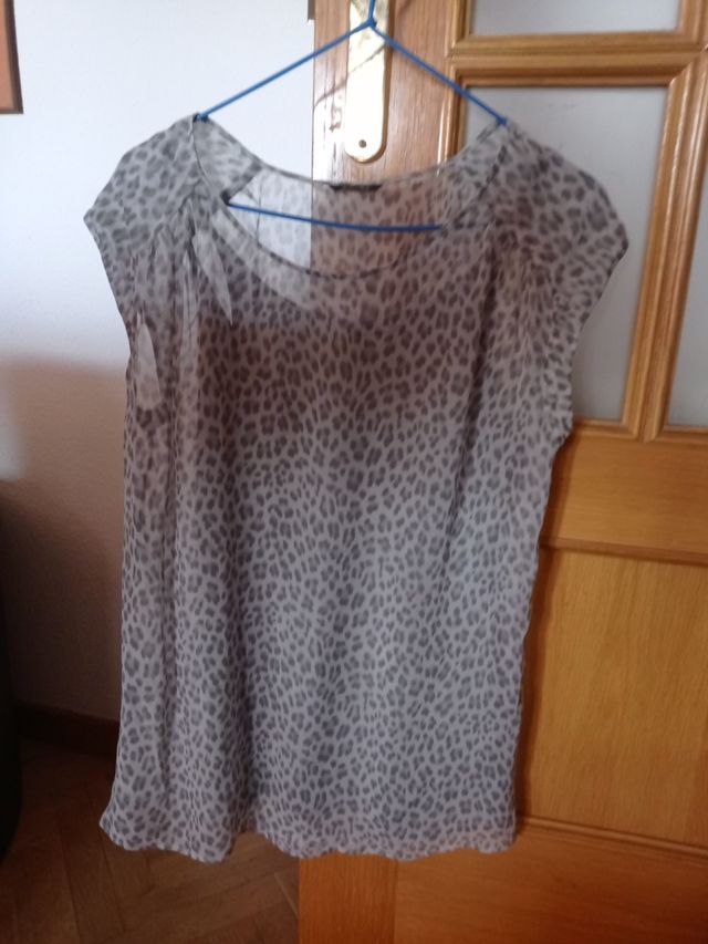 Blusa leopardo beige-gris Massimo Dutti