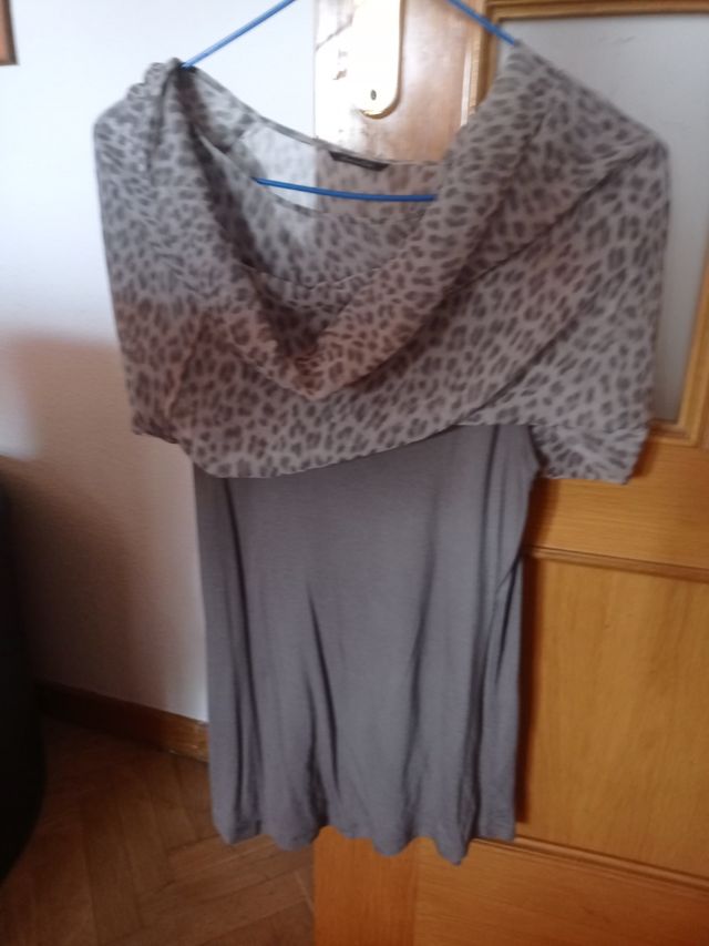 Blusa leopardo beige-gris Massimo Dutti