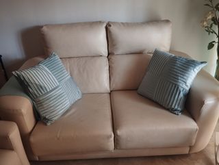 Sofá Natuzzi 2 plazas piel beige