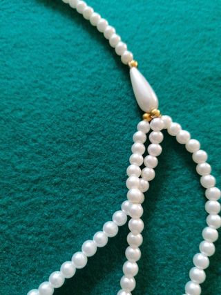 Collar 3 hileras perlas blanco