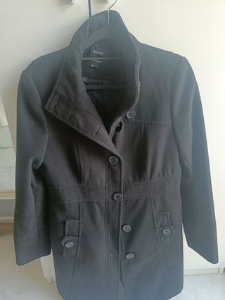 Abrigo paño Blanco negro M