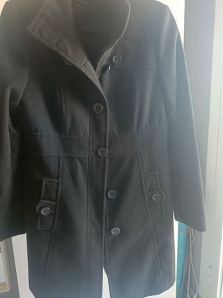 Abrigo paño Blanco negro M