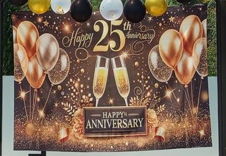 Pancarta 25 aniversario - dorado y negro