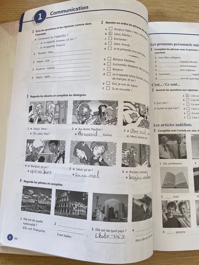 Libro francés 1ºESO. Esprit 1. Ejercicios
