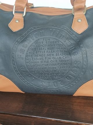 Bolso mediano negro y marrón - Piel sintética