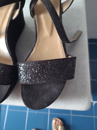 Sandali Zeppa Neri Glitter Tg 36