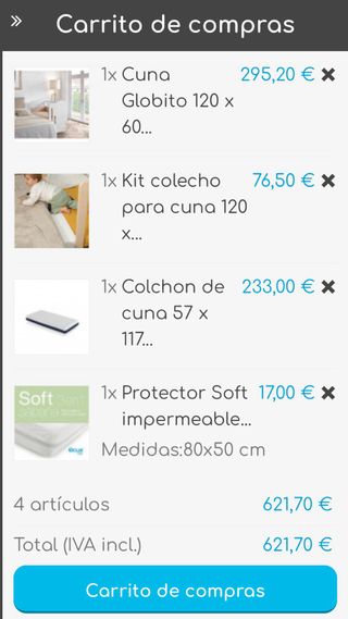 Cuna bebé con colchón y kit colecho